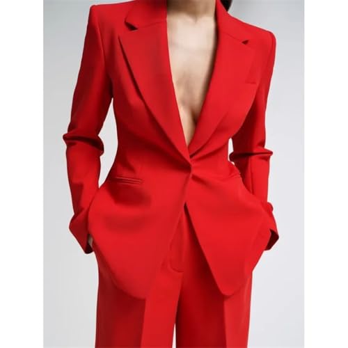 Conjunto de 2 piezas para mujer, solapa de muesca, un botón, sólido, delgado, elegante, para negocios, casual, formal, oficina, dama, ver fotos, 3XL