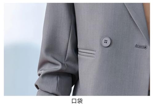Conjunto de dos piezas para mujer, chaqueta corta y pantalones sueltos de manga larga para oficina, ropa de trabajo, Abrigo y pantalones grises, XXL