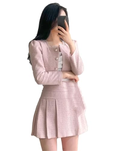 Conjunto pequeño de dos piezas fragante para mujer, chaqueta corta, abrigo + falda, conjuntos de 2 piezas, Pnnrk, M