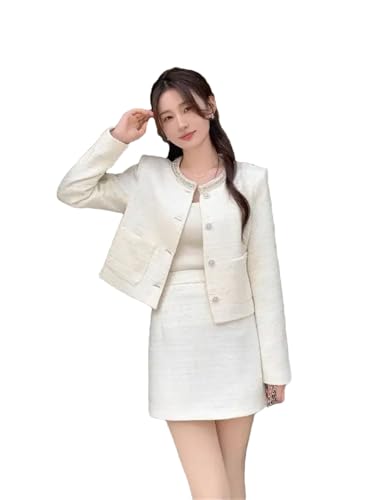 Conjunto de falda adelgazante para mujer, falda corta, conjunto de ropa de dos piezas, blanco, L