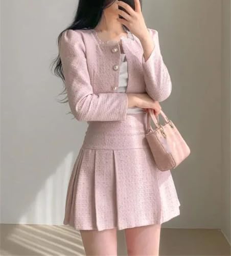 Conjunto pequeño de dos piezas fragante para mujer, chaqueta corta, abrigo + falda, conjuntos de 2 piezas, Pnnrk, M