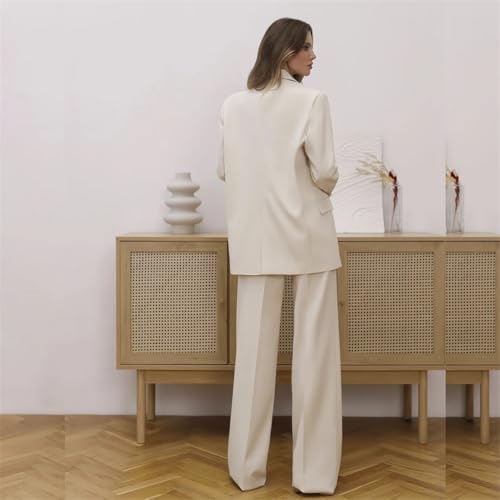 Traje de mujer de color sólido con solapa y muesca de un solo botonadura, 2 piezas, chaqueta profesional para oficina, Color De La Imagen, XXL