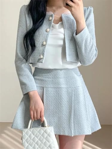 Conjunto pequeño de dos piezas fragante para mujer, chaqueta corta, abrigo + falda, conjuntos de 2 piezas, Pnnrk, M