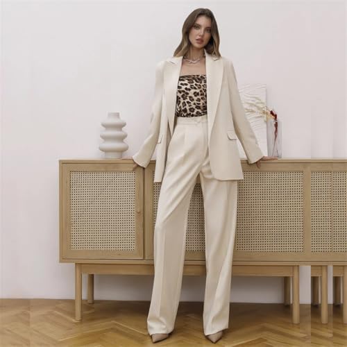 Traje de mujer de color sólido con solapa y muesca de un solo botonadura, 2 piezas, chaqueta profesional para oficina, Color De La Imagen, XXL