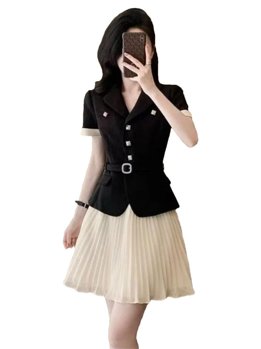 Conjunto de 2 piezas para mujer, ropa de verano con falda plisada, Juego de 2 piezas, XL